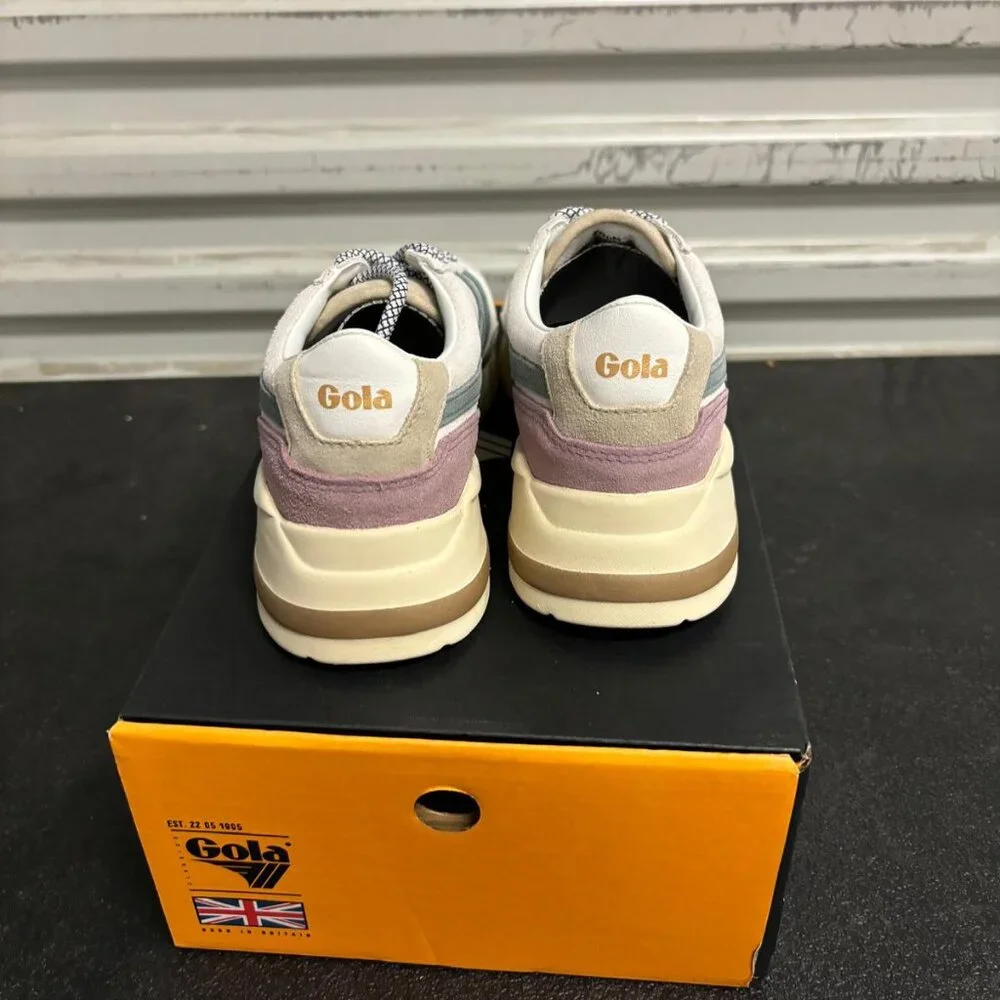 Gola Women's White and Pink Suede-Trim Sneakers - Picture 8 of 11